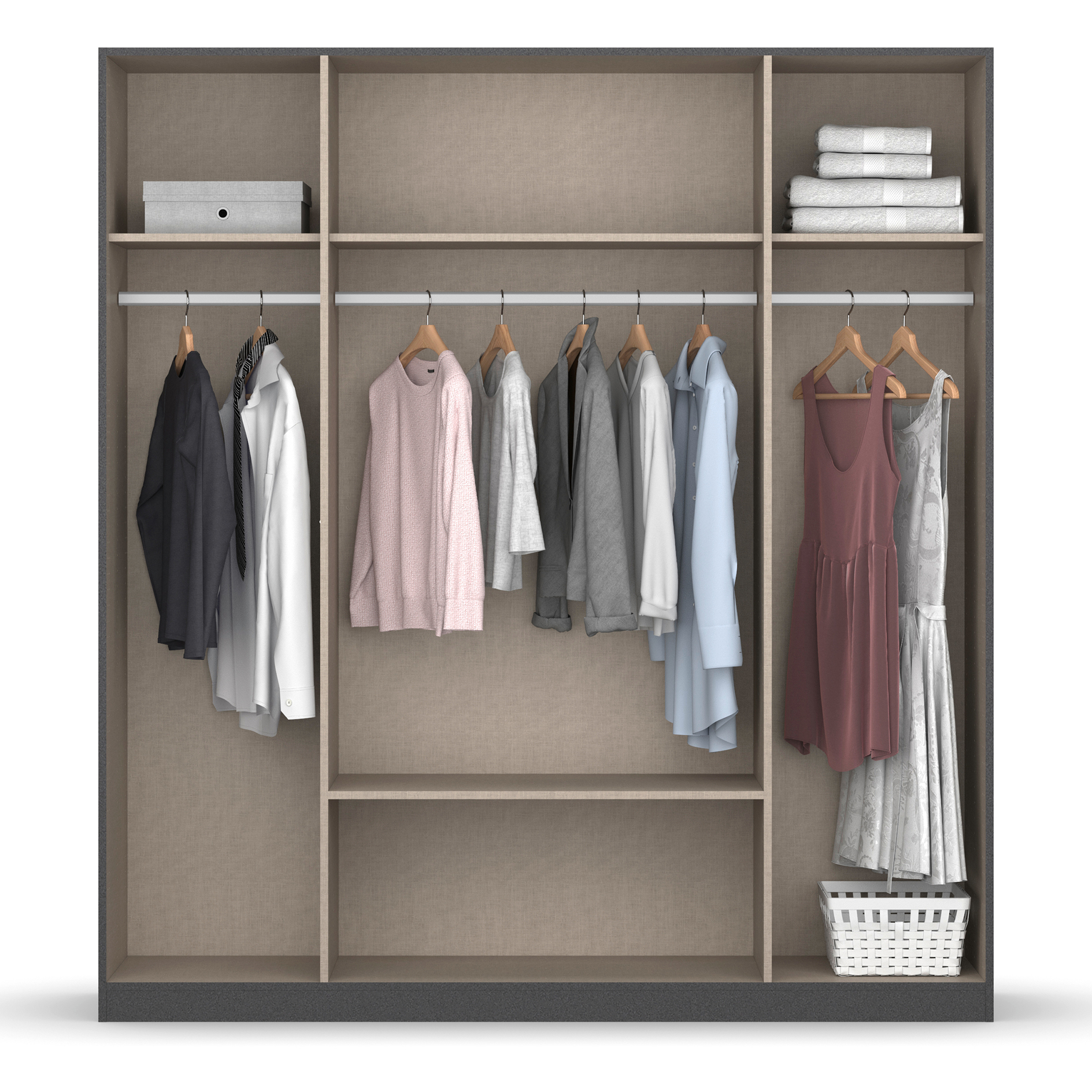 Drehtürenschrank - Artisan Eiche - grau metallic - 181 cm
