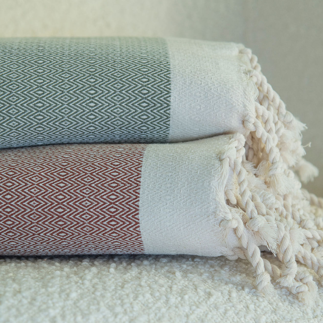 Febronie Plaid coton Courchevel olive