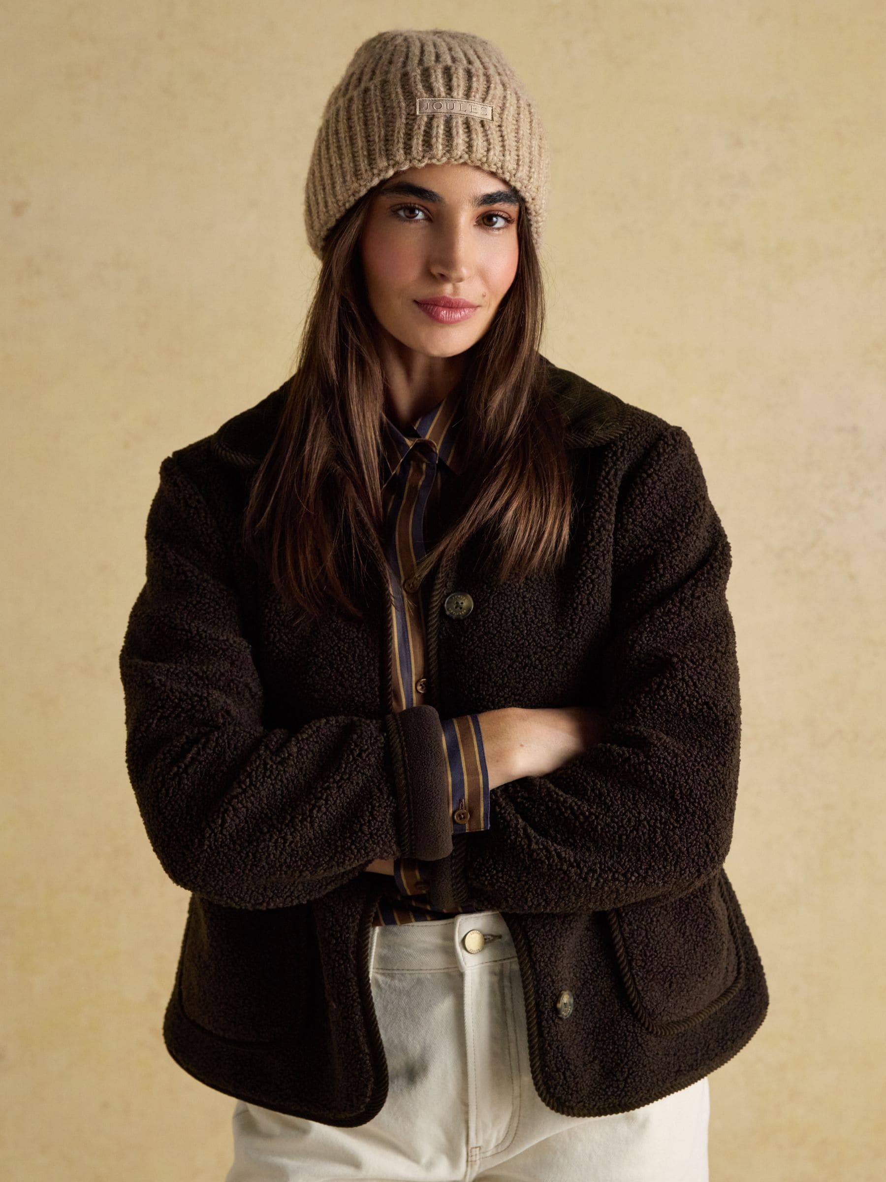 Moutkleurig - Joules Rosa beanie-muts