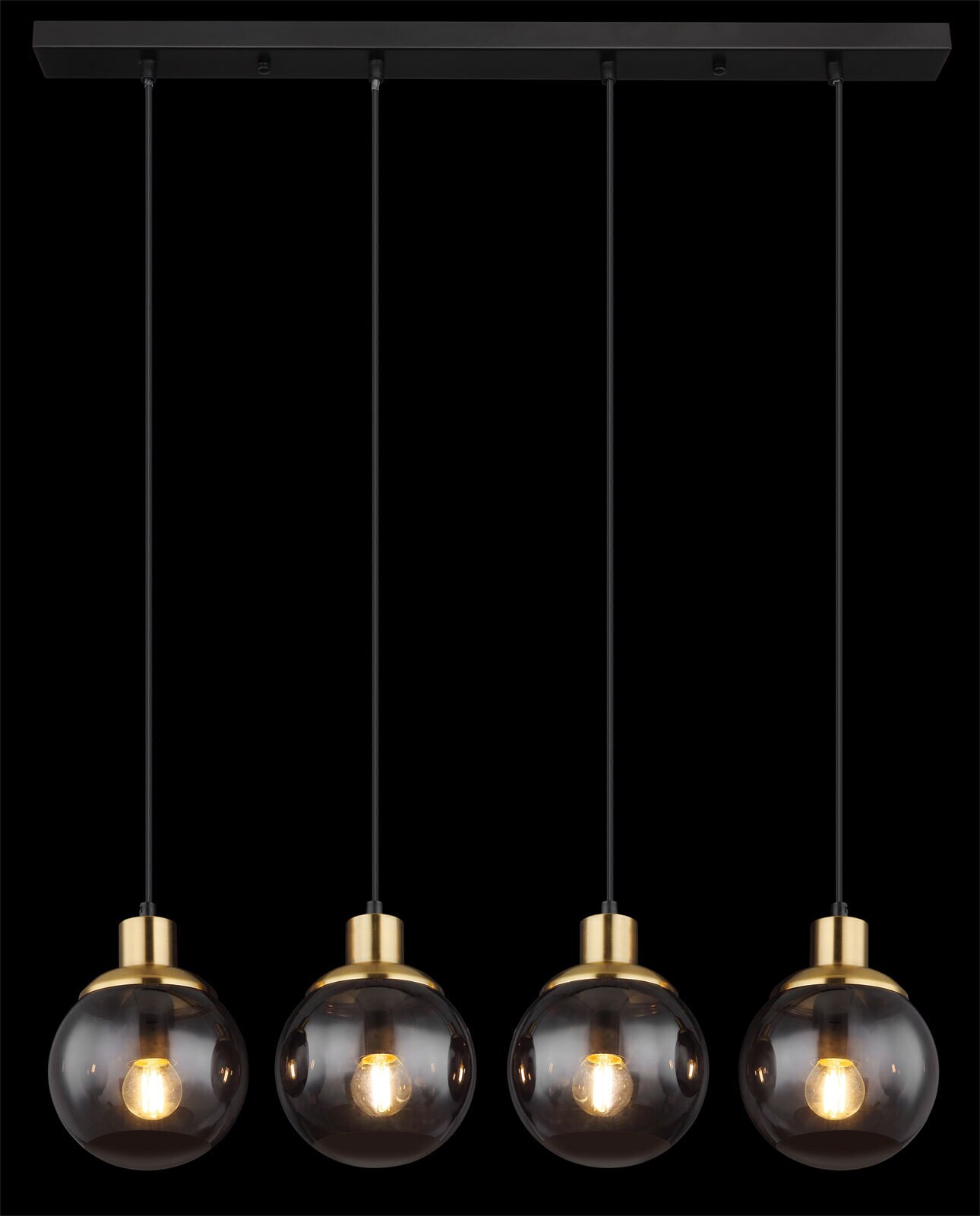 GLOBO Retrofit Balkenpendel Potter 75x110 cm schwarz/rauchfarbig