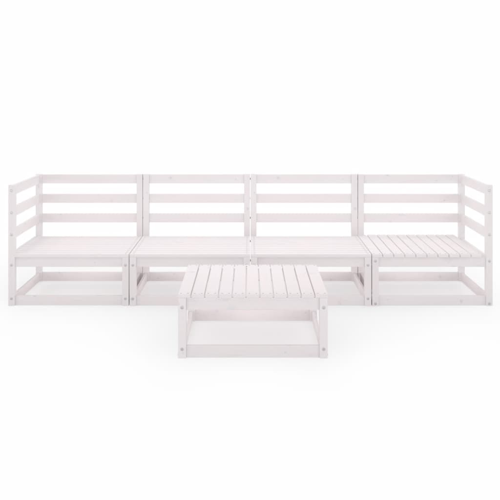 Salon de jardin meuble d'extérieur ensemble de mobilier 5 pièces blanc bois de pin massif