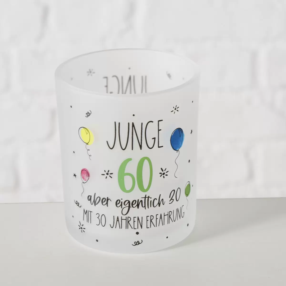 Windlicht Geburtstag bunt,weiss