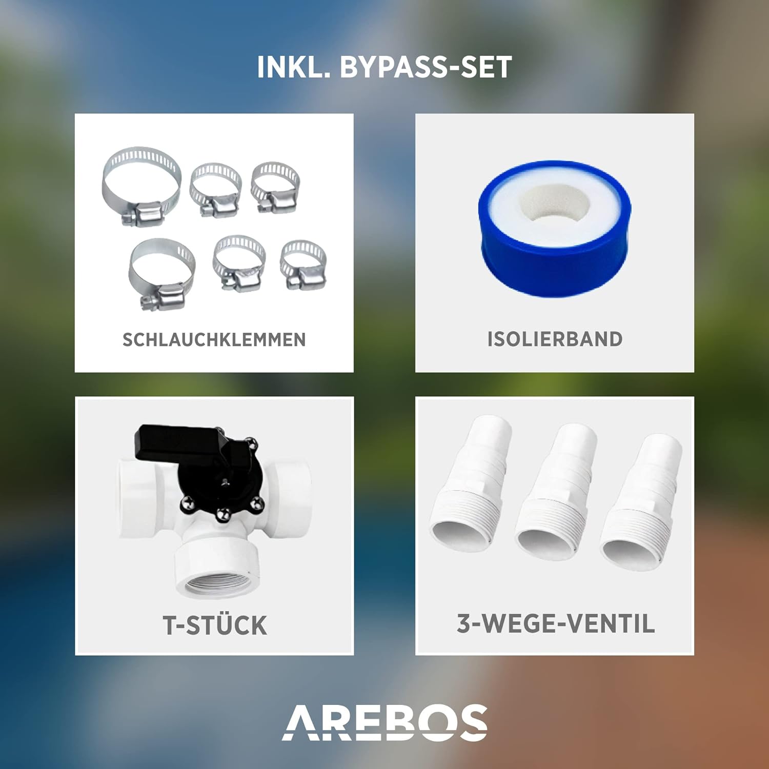 Arebos 2X Solarheizung Solarkollektor Poolheizung | 2er Set | 300x66 cm | UV-beständiger Kunststoff | Schwarz | Beliebig erweiterbar | inkl. Bypass-Set