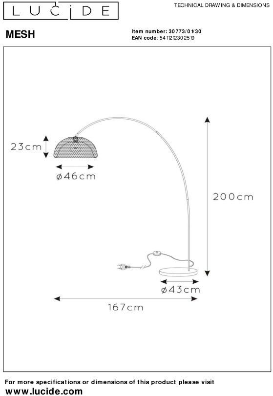 Lucide   Mesh Boog Vloerlamp