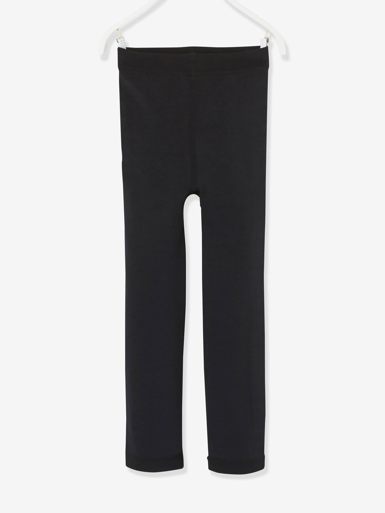 Calça legging de malha polar para meninas, azul médio liso