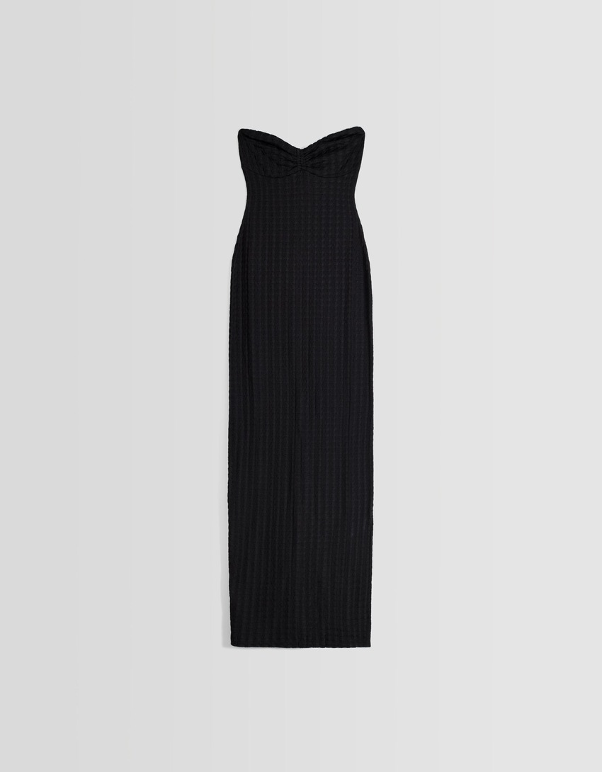 Vestido longo rústico estilo bandeau