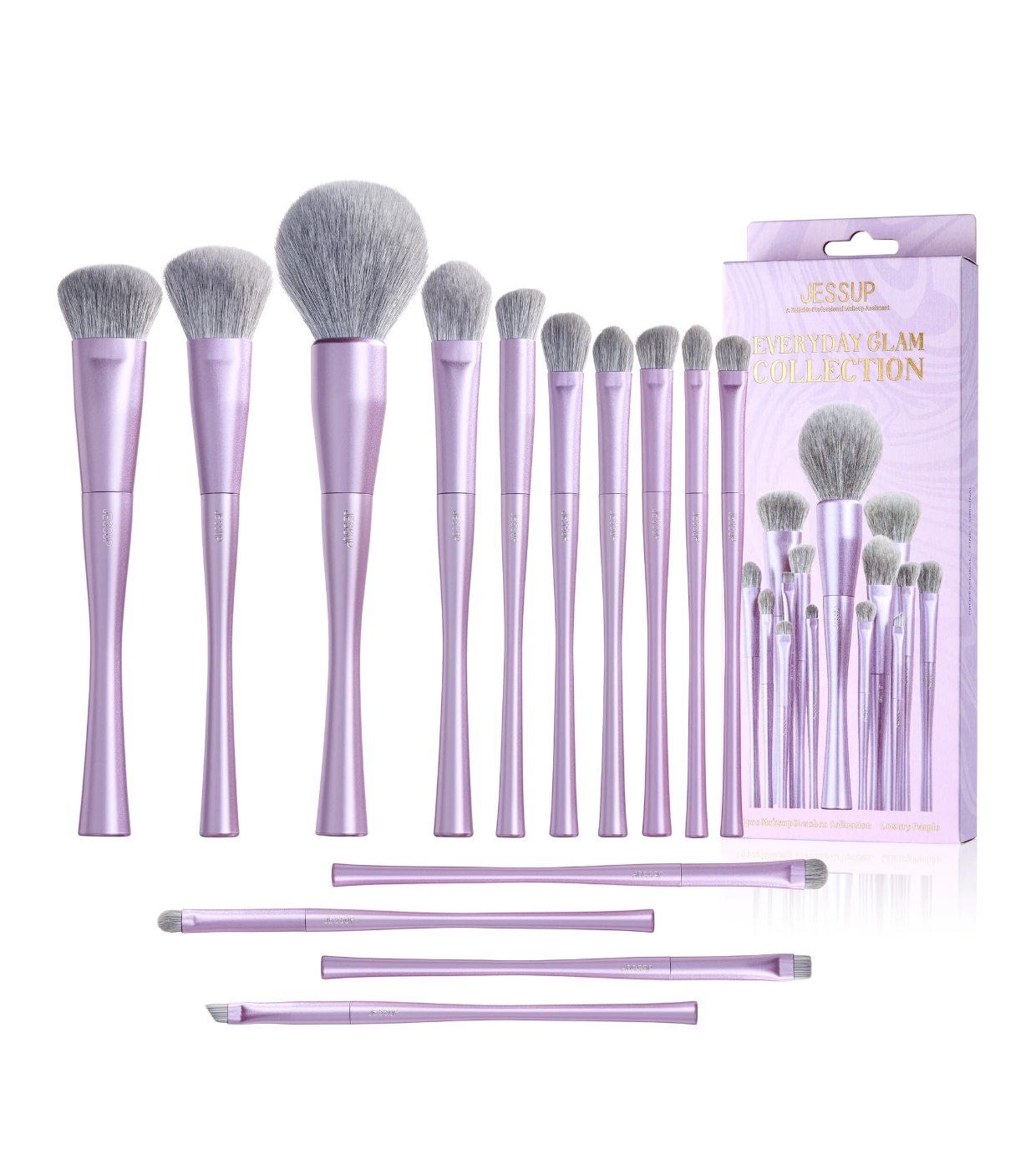 Jessup Beauty - *Everyday Glam* - Conjunto de pincéis 14pc Luxury Purple - T512