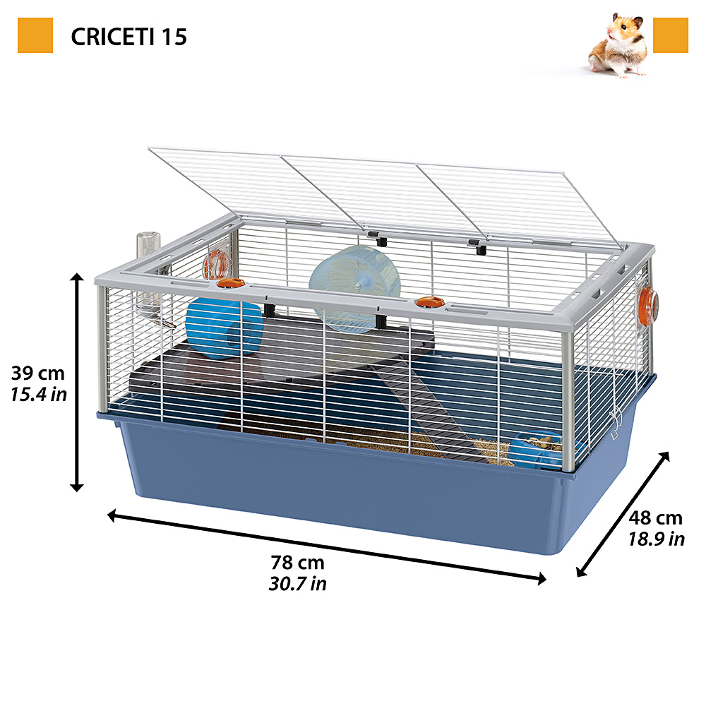 Ferplast cage pour rongeurs criceti 15 pour hamsters, en métal, accessoires inclus : mangeoire, abreuvoir, maison, roue, étagère,
