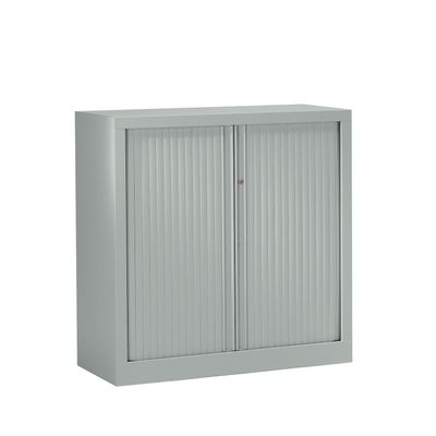 Armoire basse monobloc à rideaux ETIC - 100 x 120 cm - gris