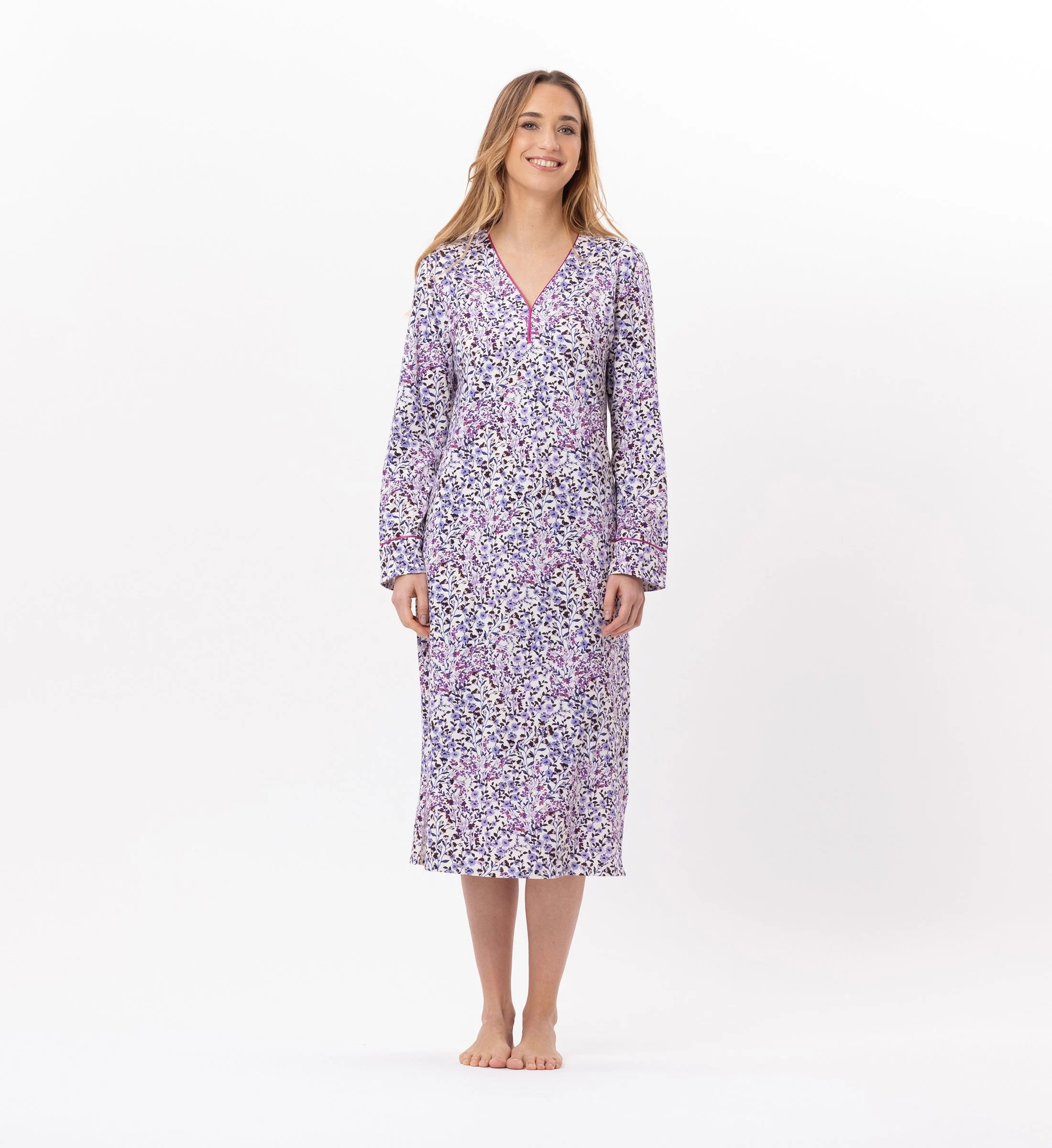 Chemise de nuit longue en jersey | Multicolore