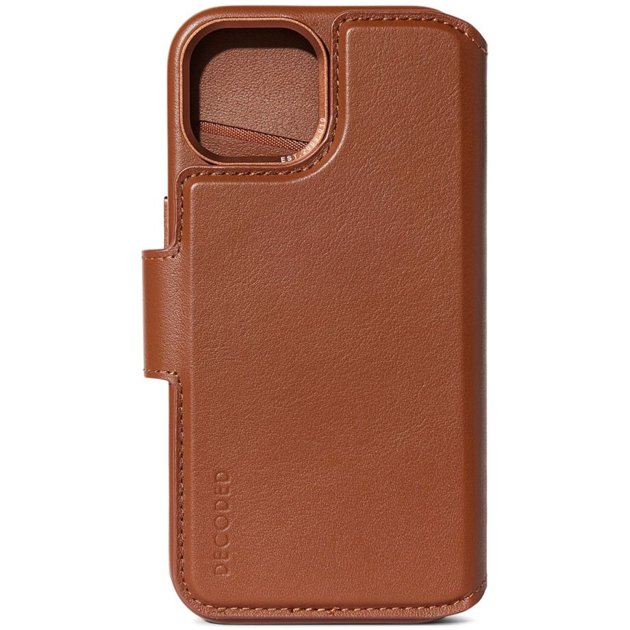 2in1 iPhone 15 MagSafe Echtleder Magnet Wallet Case Tasche Flip Cover (D24IPO15DW5TN) - Braun