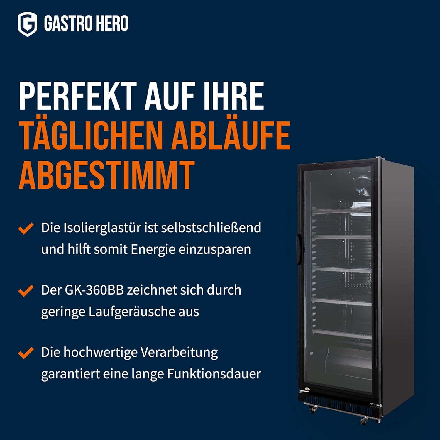 Getränkekühlschrank GK-360BB | 360 L | Flaschenkühlschrank mit Glastür & LED | abschließbar | Bierkühlschrank | Kühlschrank für Gastronomie