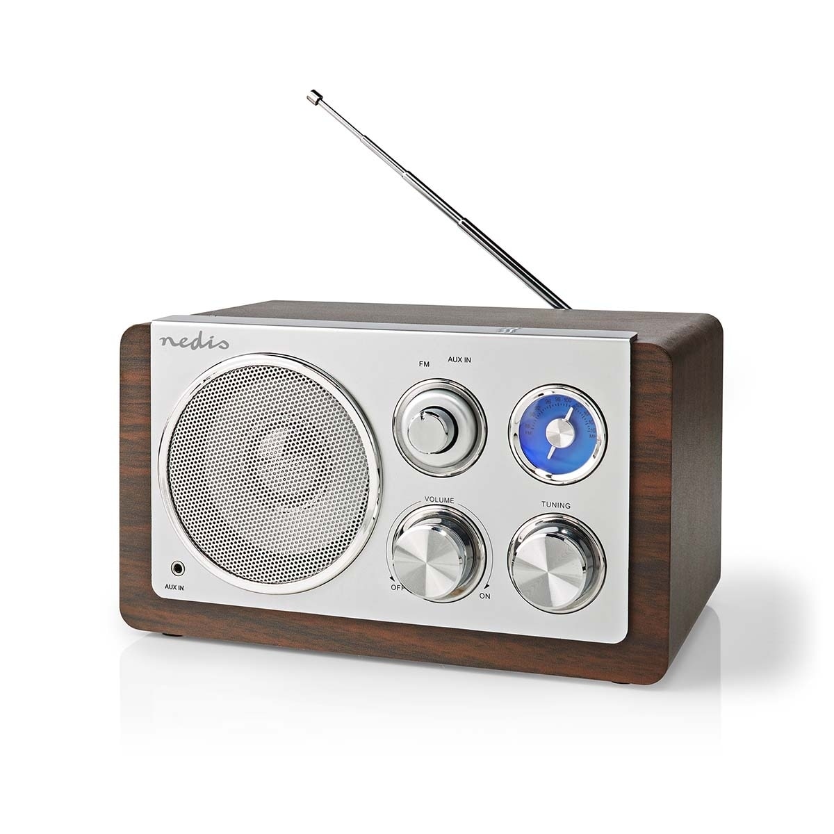Nedis FM-radio | Bord design | FM | Nettstrøm drevet | Analog | 15 W | IP20 | Brun