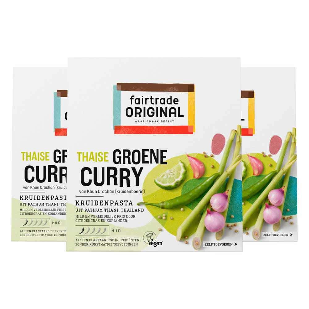 3x Fairtrade Original Kruidenpasta Groene Curry70 gr