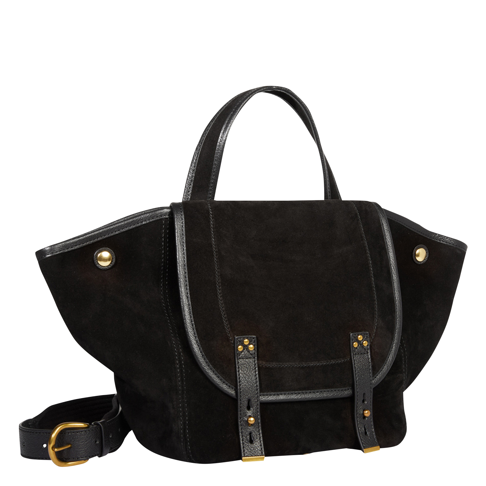 STAN PANIER M - Sac cabas en cuir effet velours | Noir