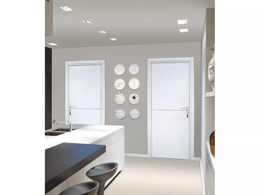 Bloc-porte pose fin de chantier collection Premium Riva, H.204 x l.93 cm, aspect chêne blanc, réversible
