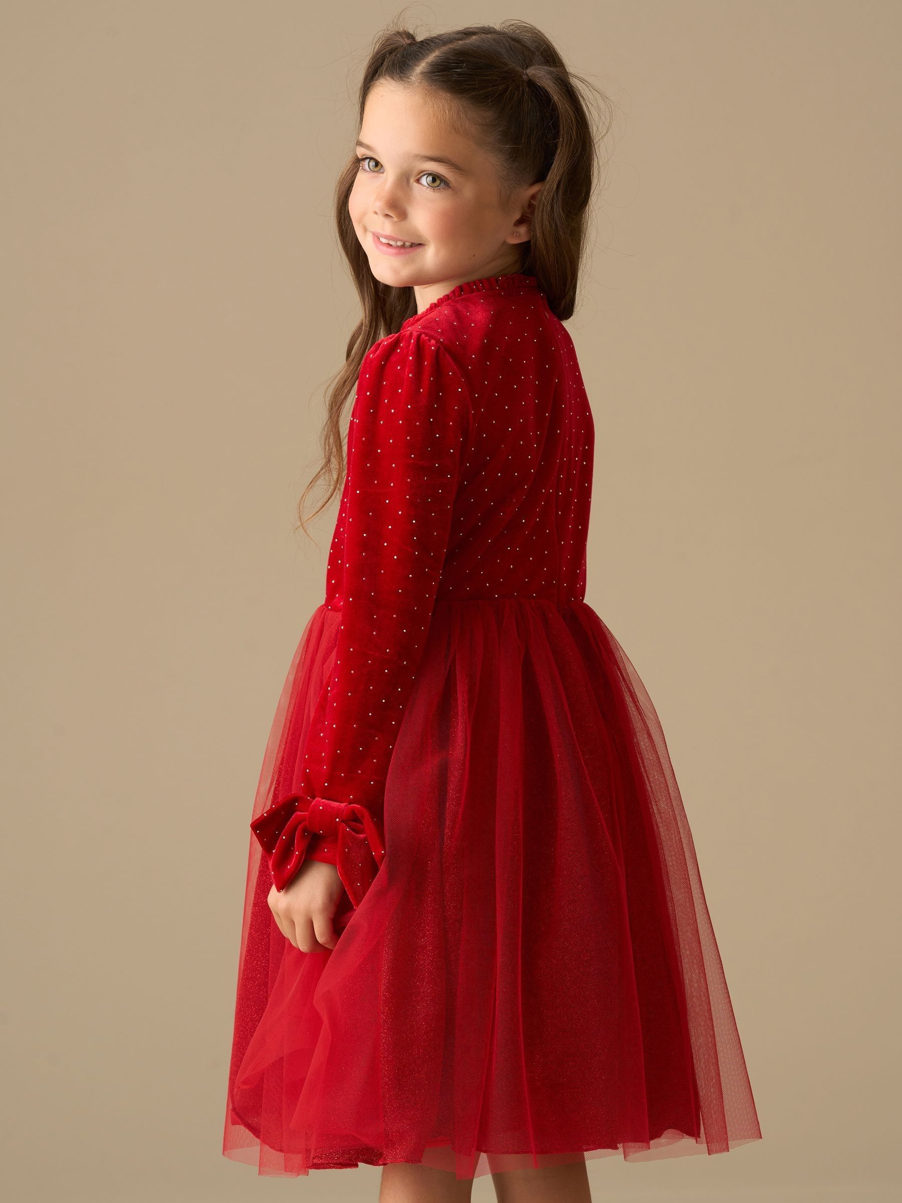 Rood - Angel & Rocket Elsie Velvet Tulle Dress