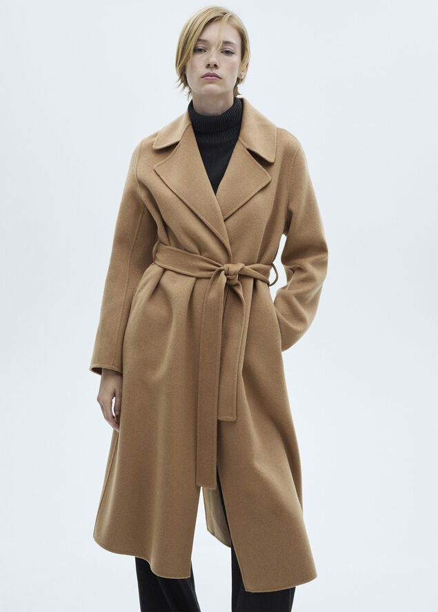 MANGO Belt handmade coat Medium brown