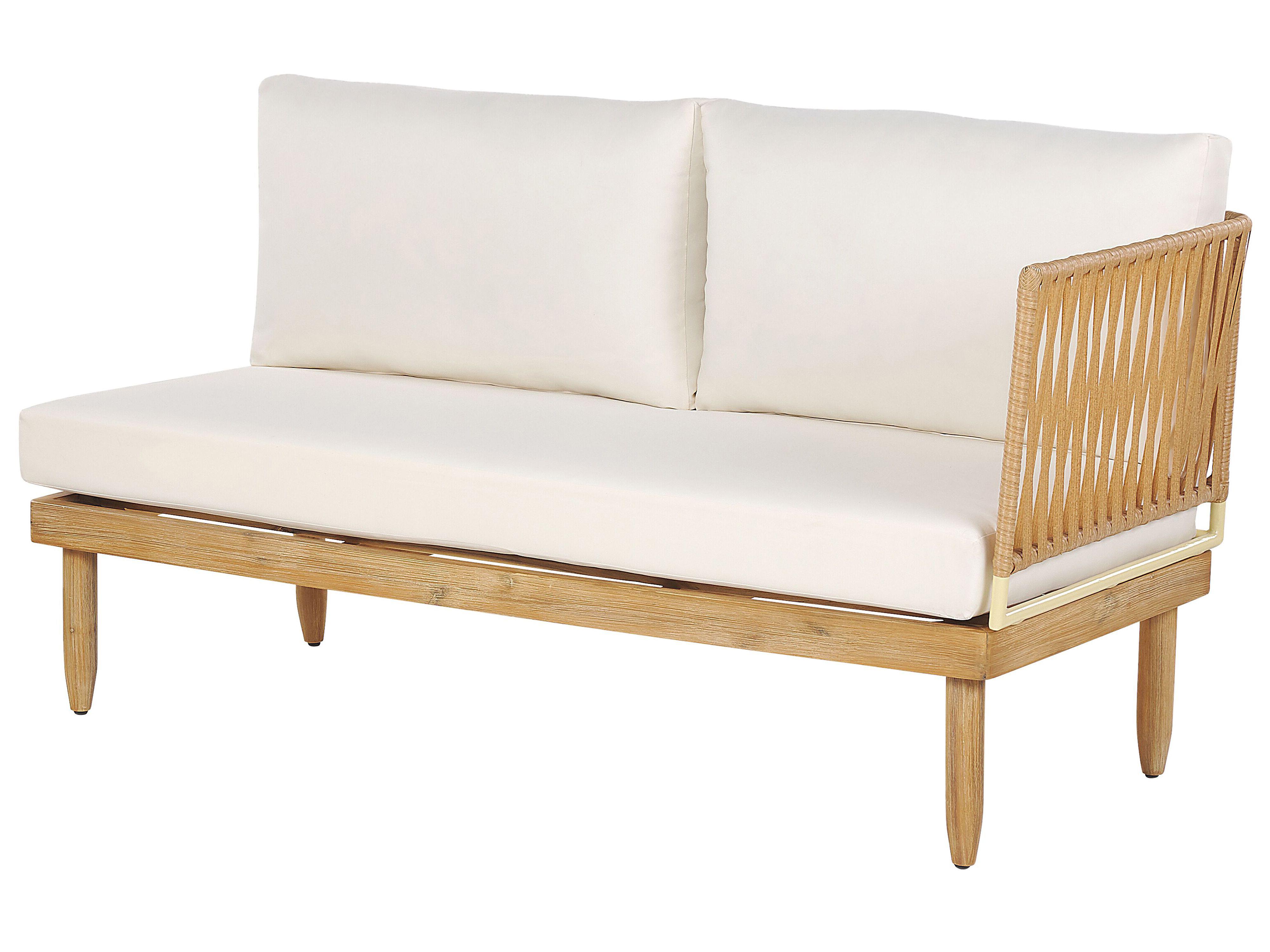 Loungeset met tafel 4-zits CREMONA rechtszijdig Acaciahout Gebroken wit