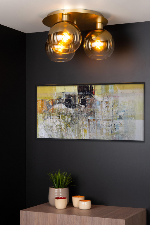 Lucide Marius 3 plafondlamp Ø50 messing