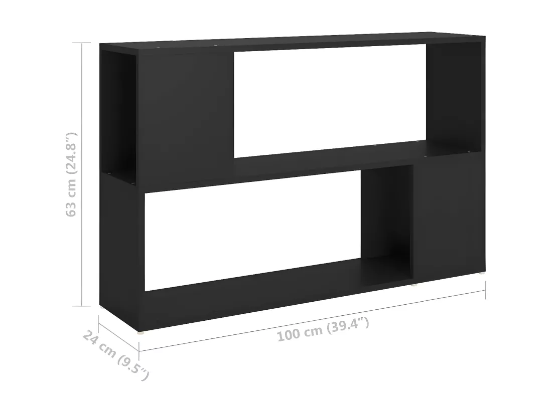 Bibliothèque Noir 100x24x63 cm Aggloméré