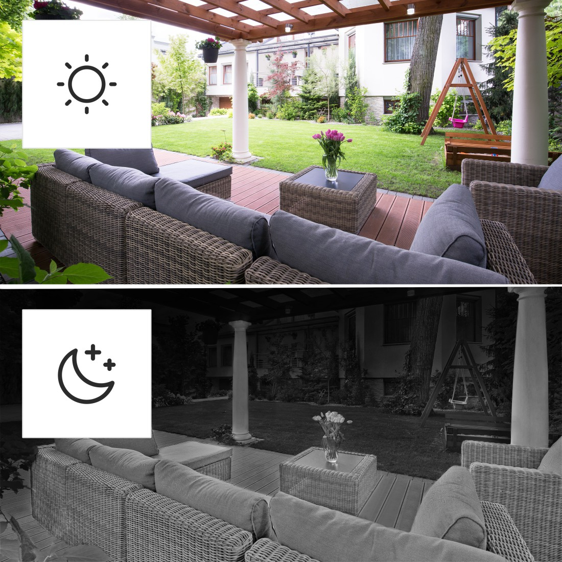 WiFi Outdoor Kamera FullHD 1080p Solarbetrieben Nachtsichtfunktion / Audio- und Bewegungssensor   MicroSD für iOS/Android (00176615) - Schwarz