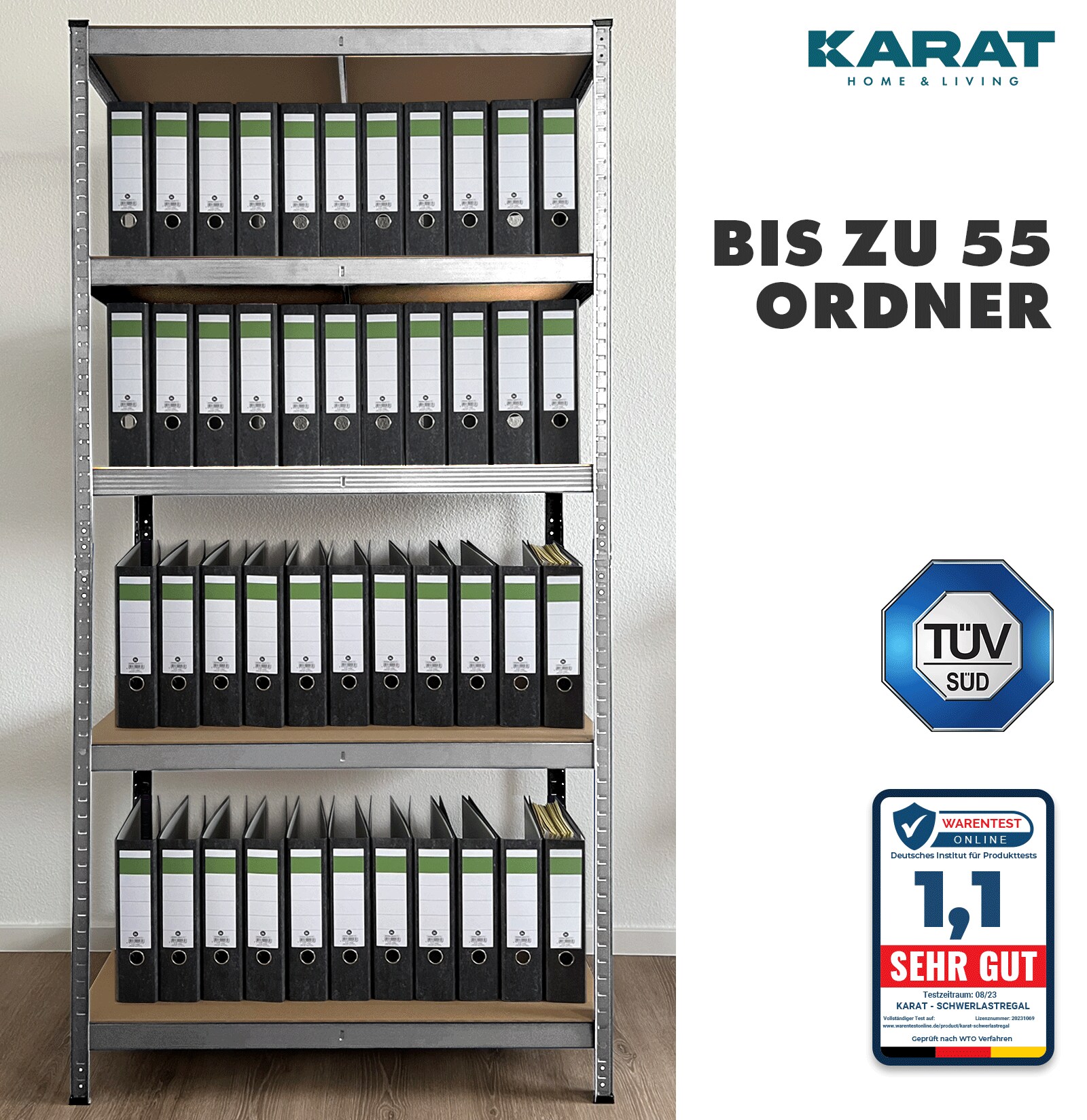 karatcommercial Schwerlastregal Grizzly | Verzinkt | Höhe: 180 cm | Breite: 120 cm