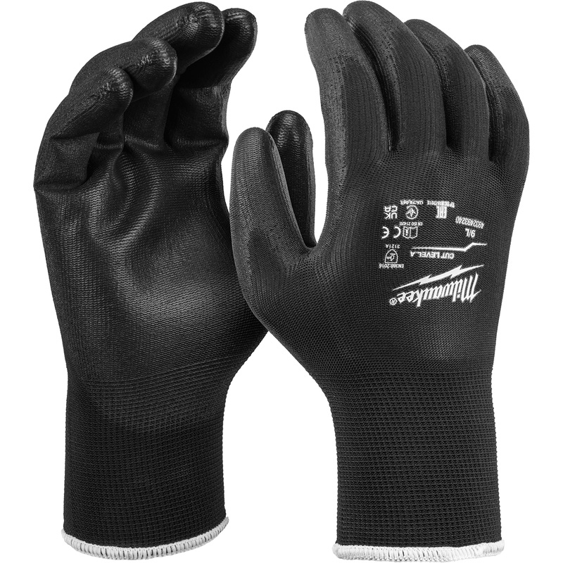 Milwaukee handschoenen polyurethaan 12 paar 9/L