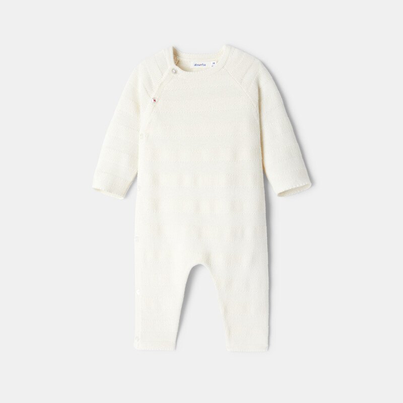 Combinaison en tricot point mousse blanc naissance Absorba Blanc