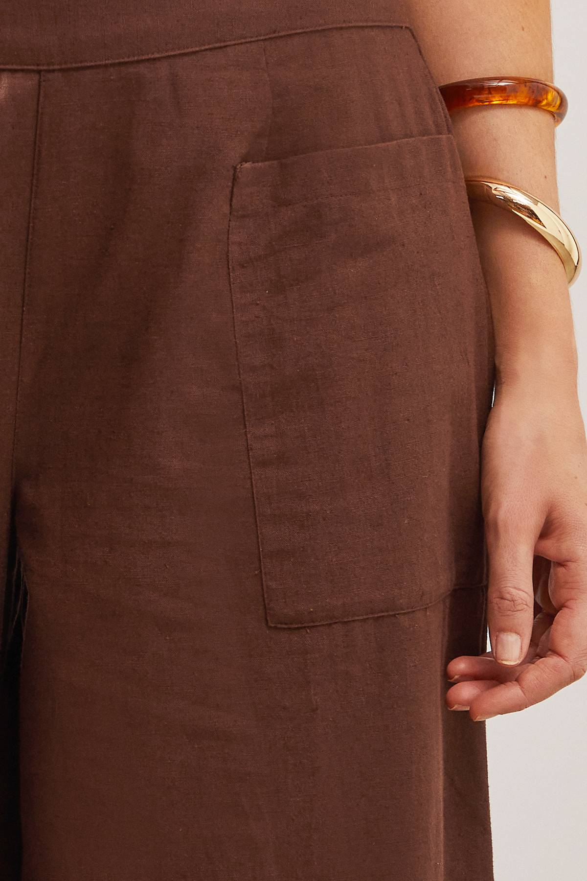 Wallis Pantalon À Poches En Mélange De Lin