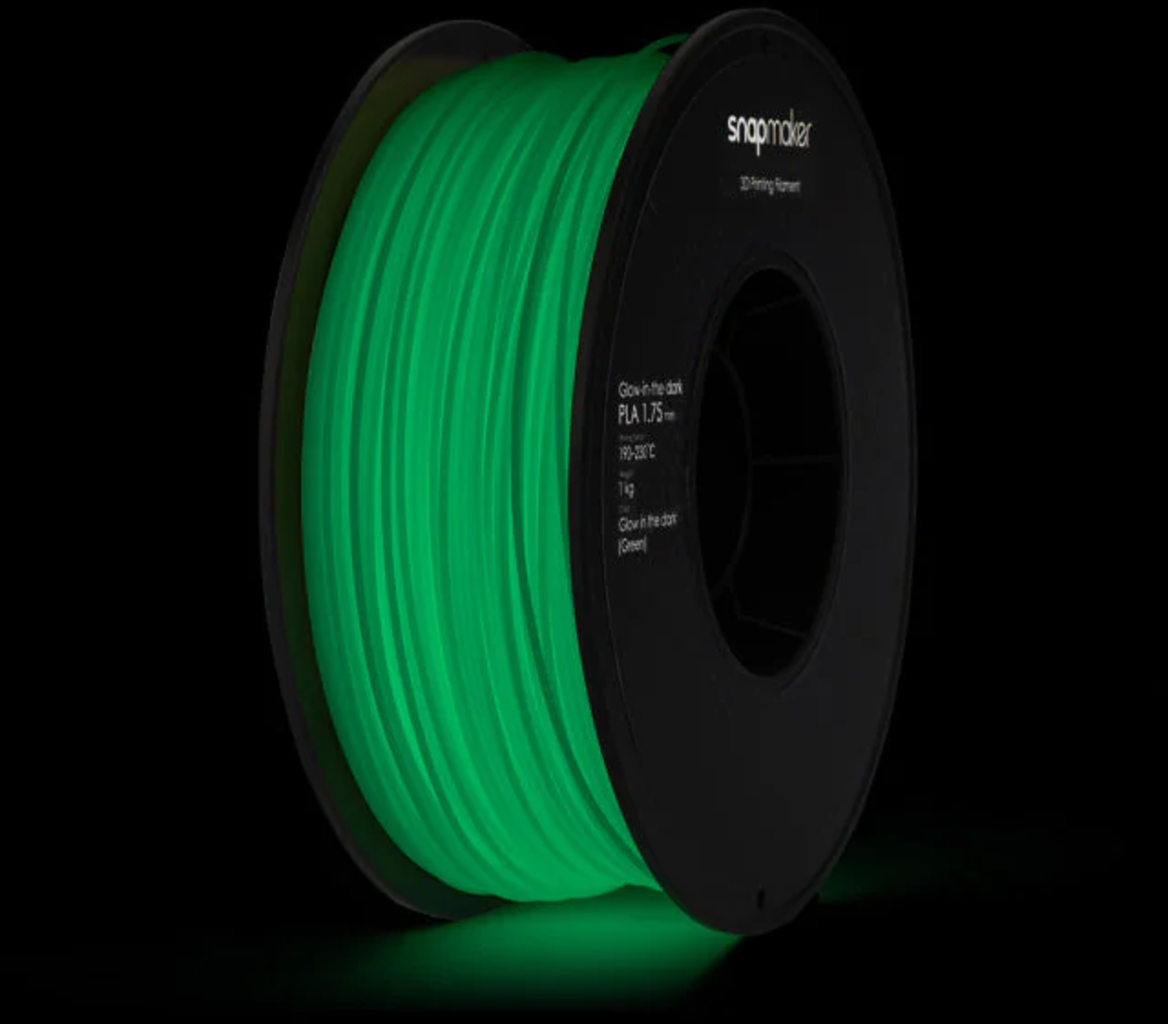 Snapmaker  PLA Glow-in-the-Dark Green, 1,75 mm / 1000 g    Im Dunkeln leuchtendes Premium-Material mit verbesserter PLA-Rezeptur