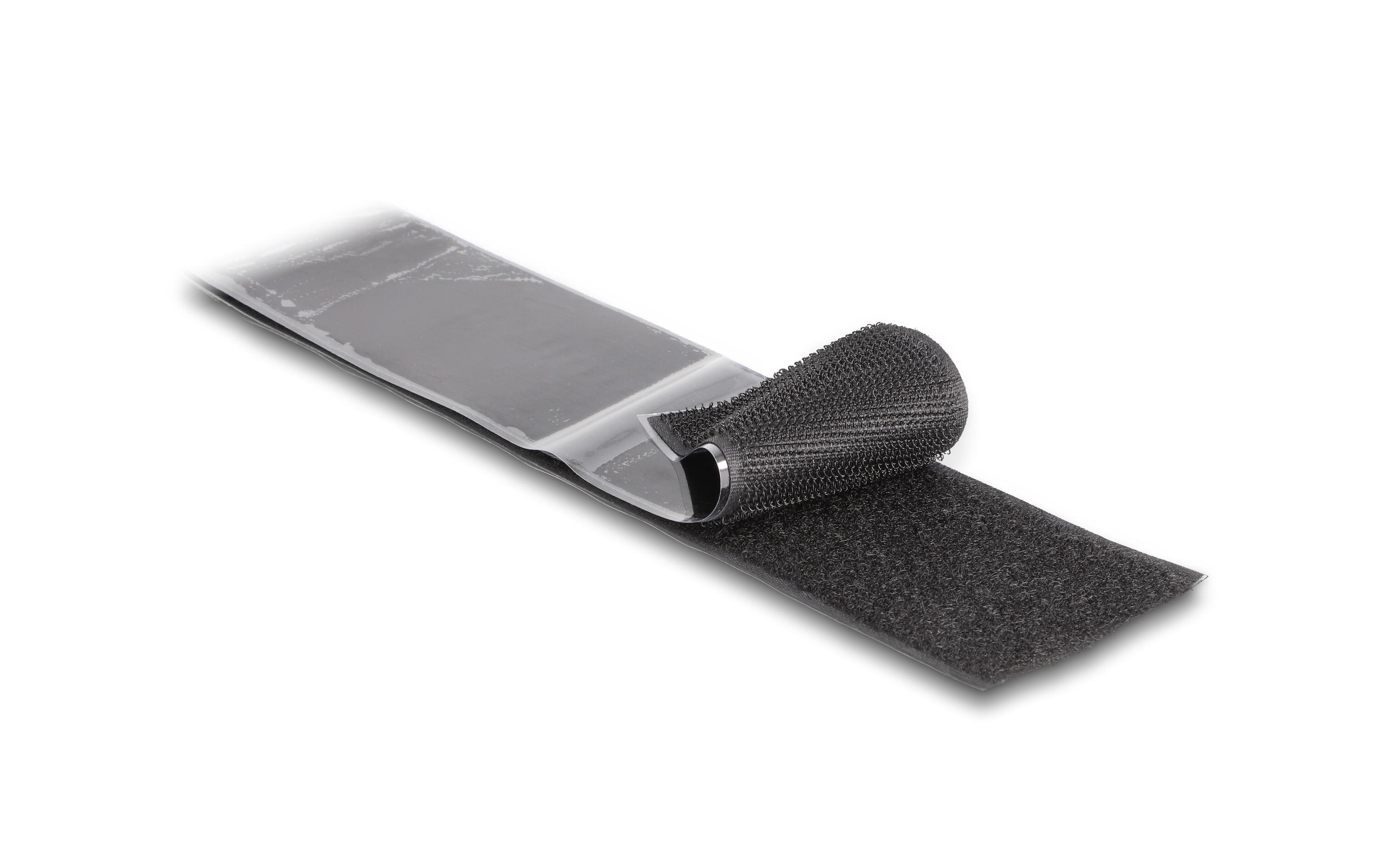 Klettband 15m x 50mm Strapazierfähig SchwarzDelock Strapazierfähiges Klettband selbstklebend mit Haft- und Flauschband L 15 m x B 50 mm schwarz