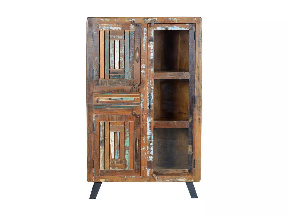 Vitrine en manguier et pieds en métal multicolore MULTICOLOR.Giner y Colomer.140x38x90