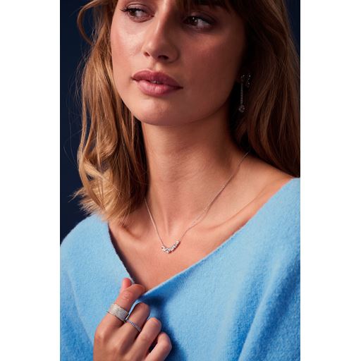 Sif Jakobs Jewellery Ellisse Cinque Halskæde, Sølv/Hvid, 45 cm