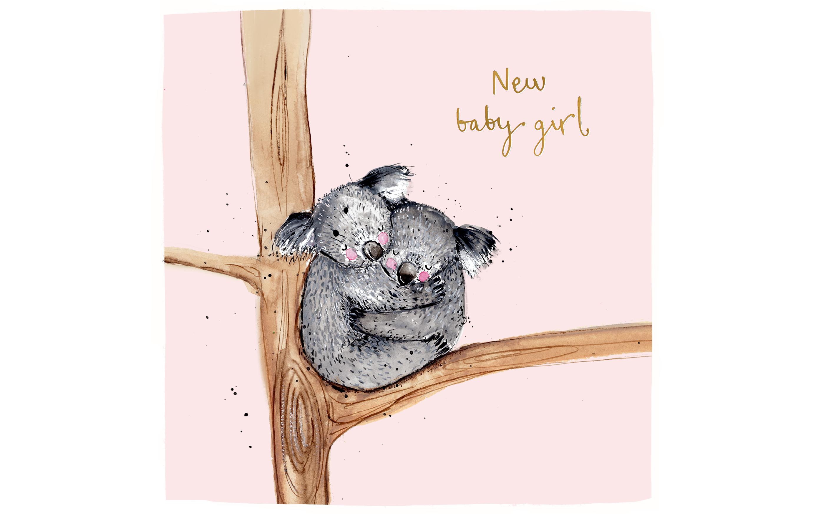 Glückwunschkarte New Baby Girl 15 x 15 cmGrusskarte zur Geburt