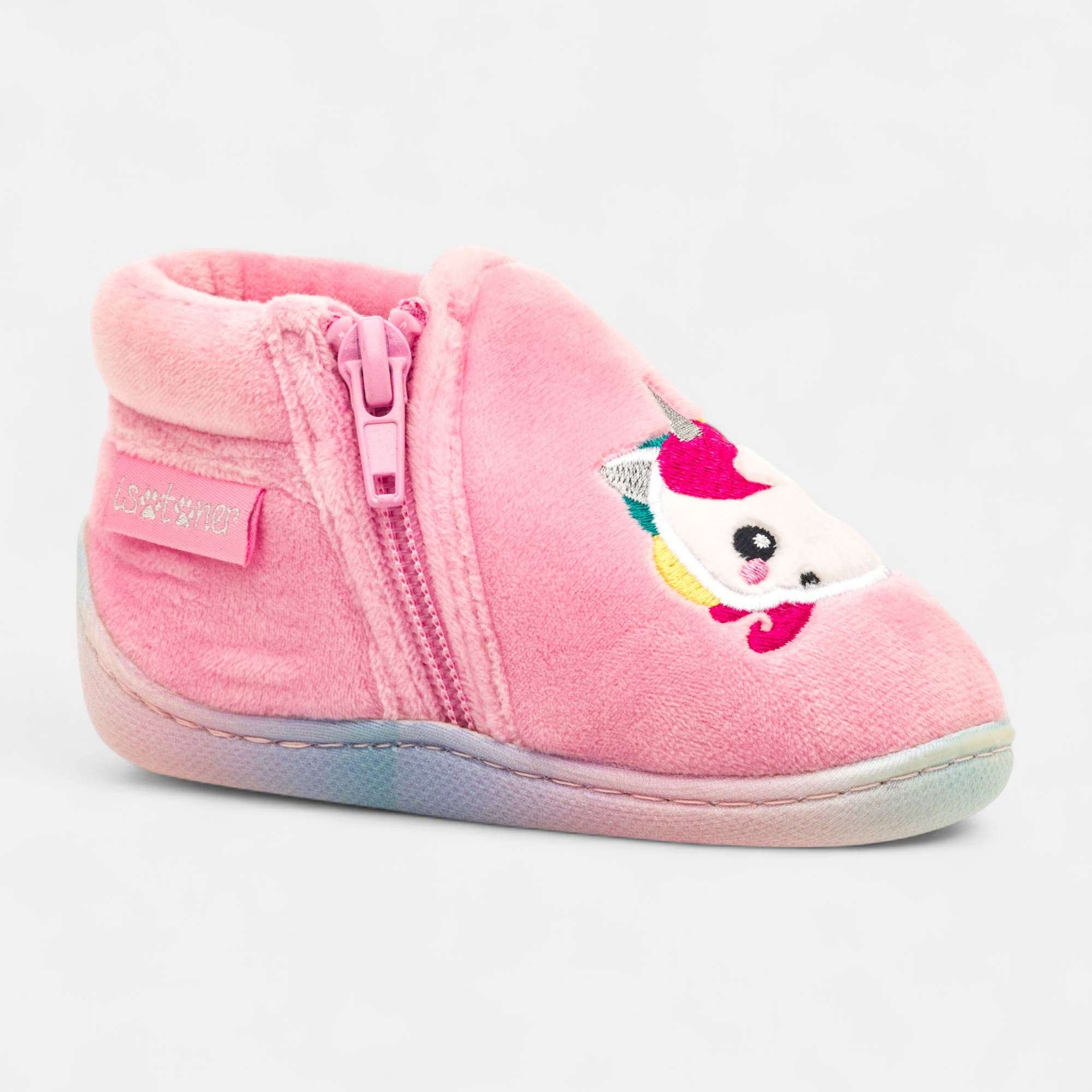 Pantoufles botillons zippés Bébé fille rose