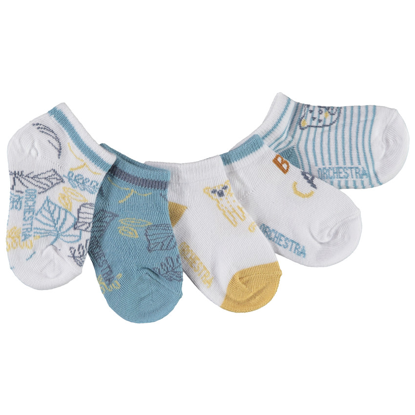Lot de 5 paires de socquettes fantaisie pour bébé garçon