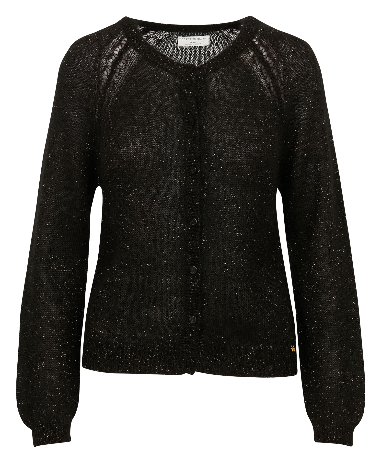 BLIZAR - Gilet col rond en coton et soie | Noir