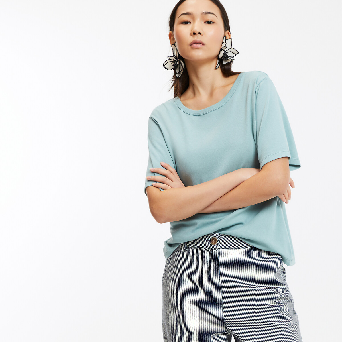 COLEÇÃO LA REDOUTE<br>Camiseta com gola redonda e mangas curtas