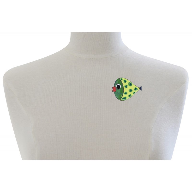 Broche Poisson Émaillée Vert à Pois Verts