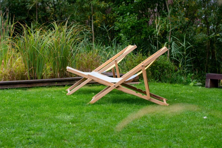 Weltevree Beach Chair hout tuinstoel rood/blauw