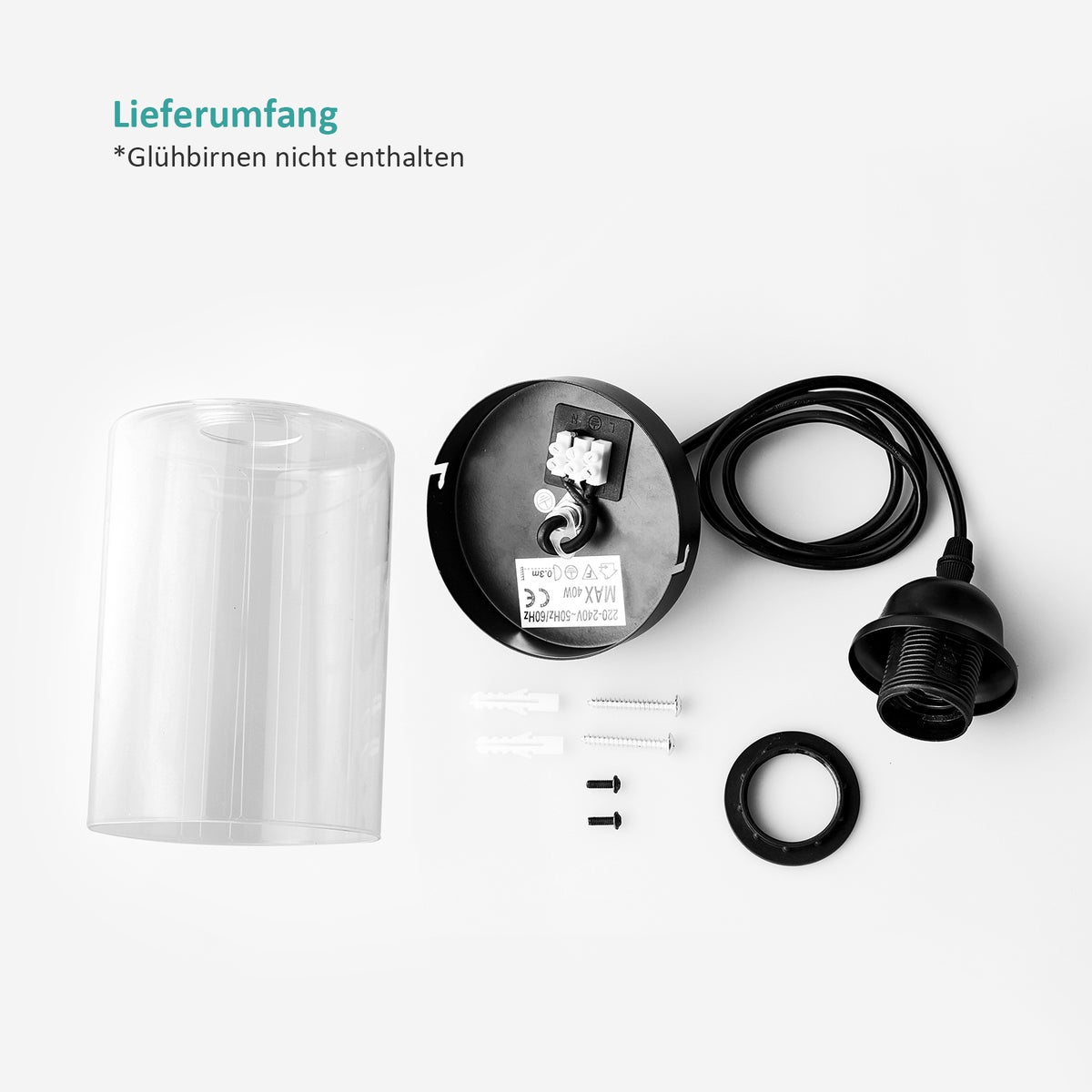 EMKE Kyle hanglamp, 1-lichts glazen hanglamp, kroonluchterontwerp, moderne interieurdecoratie hanglamp, eettafellamp, woonkamerlamp voor E27