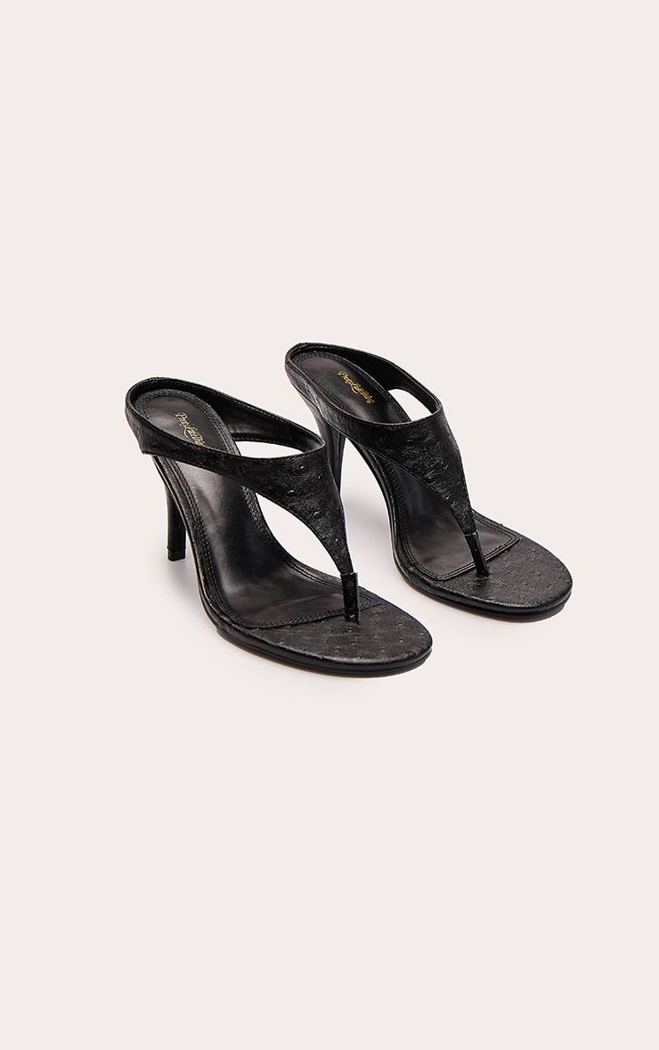 Noir Escarpins À Talon Avec Bride Entre Les Orteils Et Empeigne Haute En Synthétiquecuir