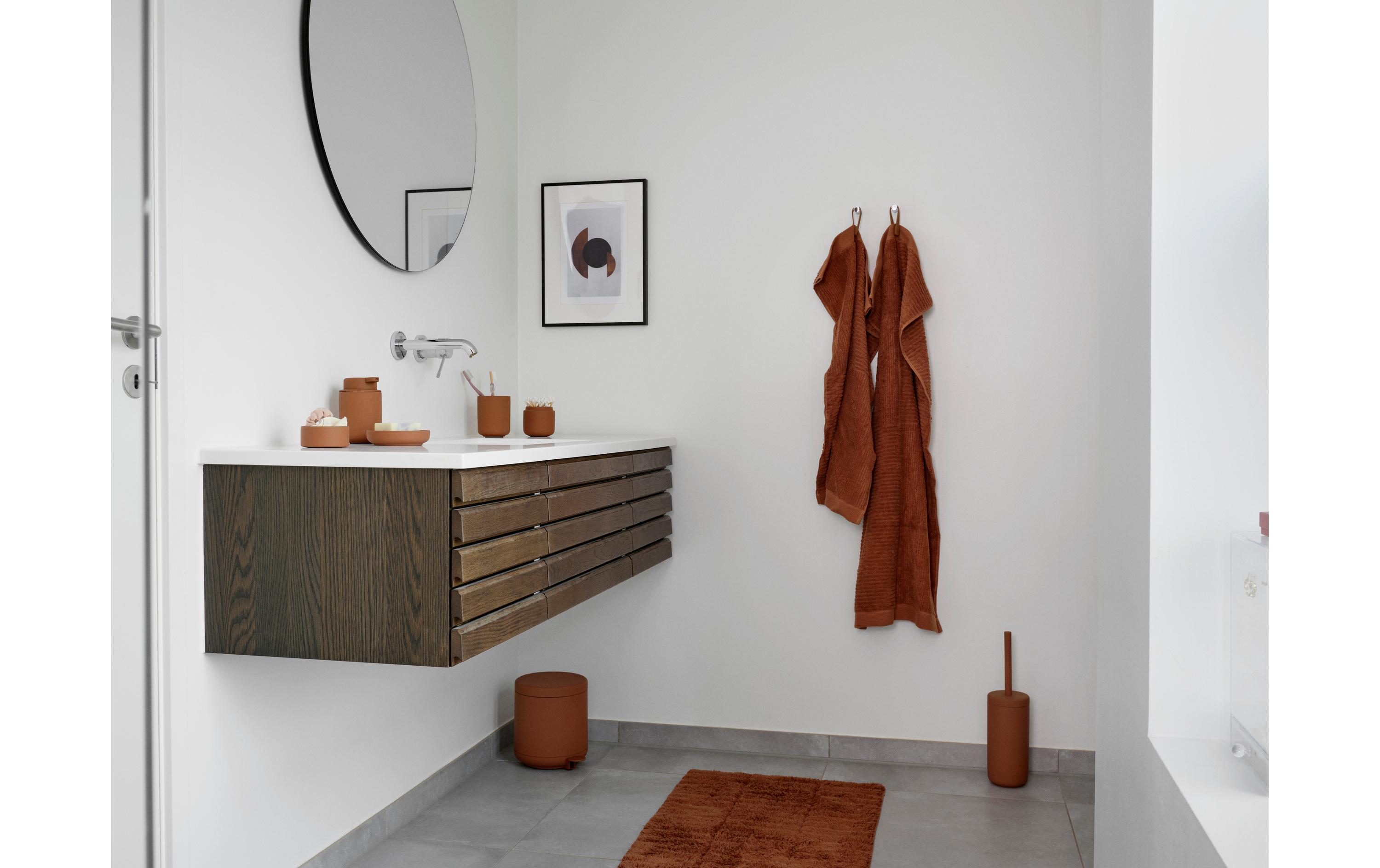 Badteppich Tiles 50 x 80 cm, TerracottaRutschfester Duschteppich aus 100% Baumwolle