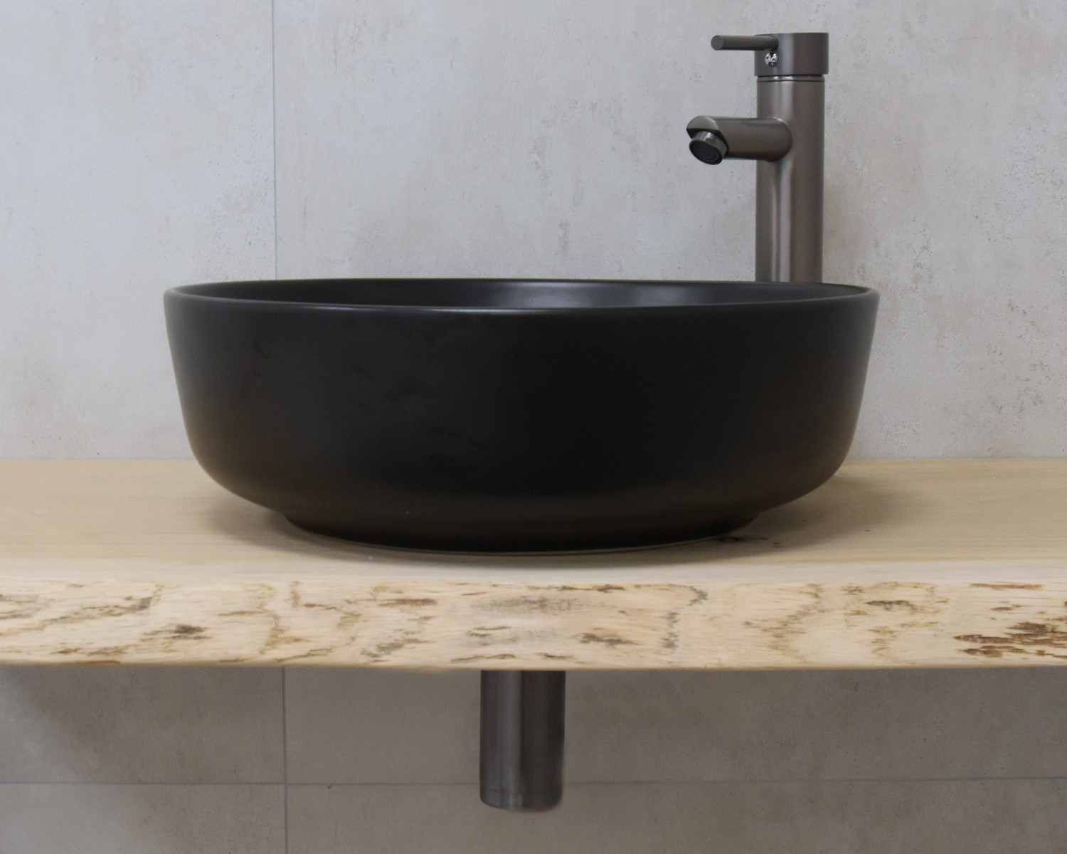 Saniclear Pura waskom set met kraan in de kleur verouderd ijzer - gunmetal compleet