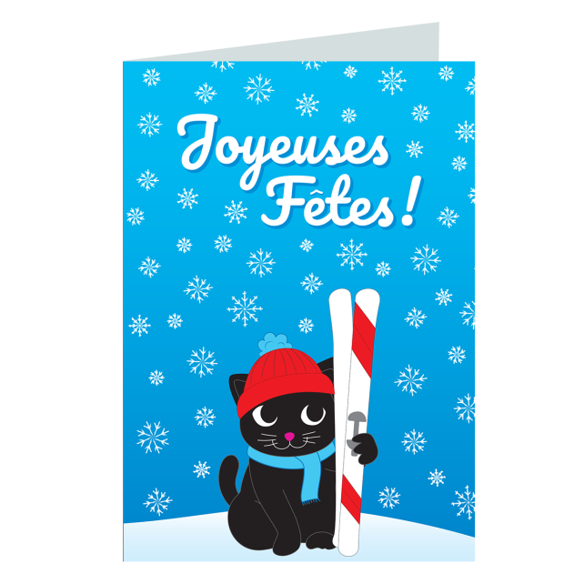 Carte de voeux Joyeuses Fêtes - Wish you Cat