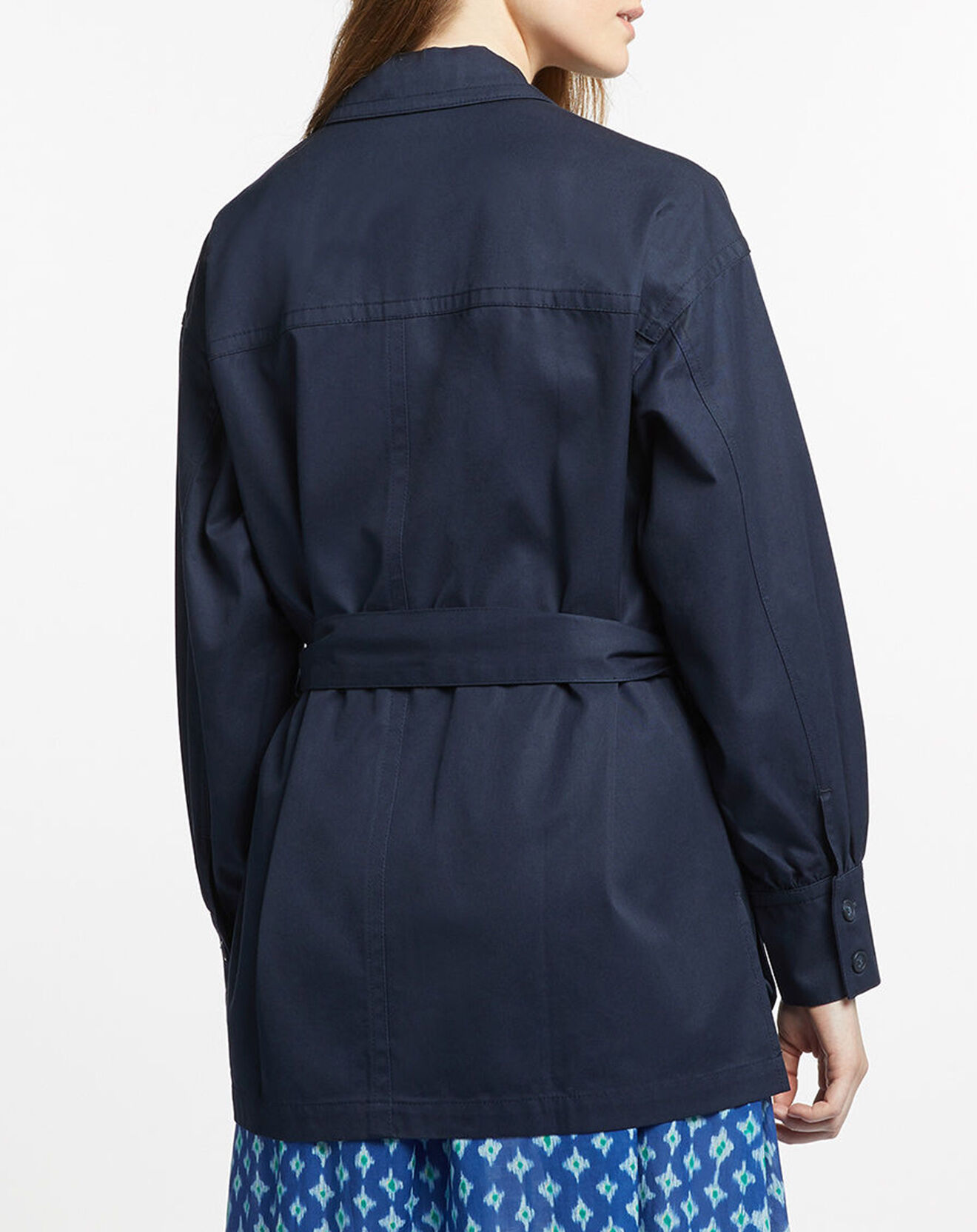 Galeries Lafayette Veste Saharienne en Coton épais bleu marine