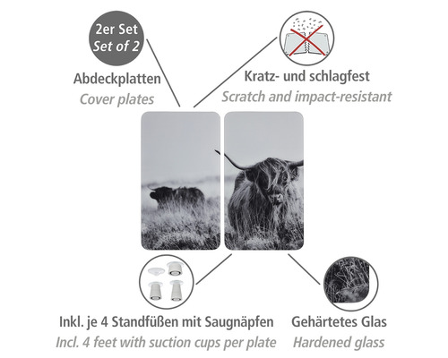 Glazen afdekplaten Wenko Highland Cattle 53992800