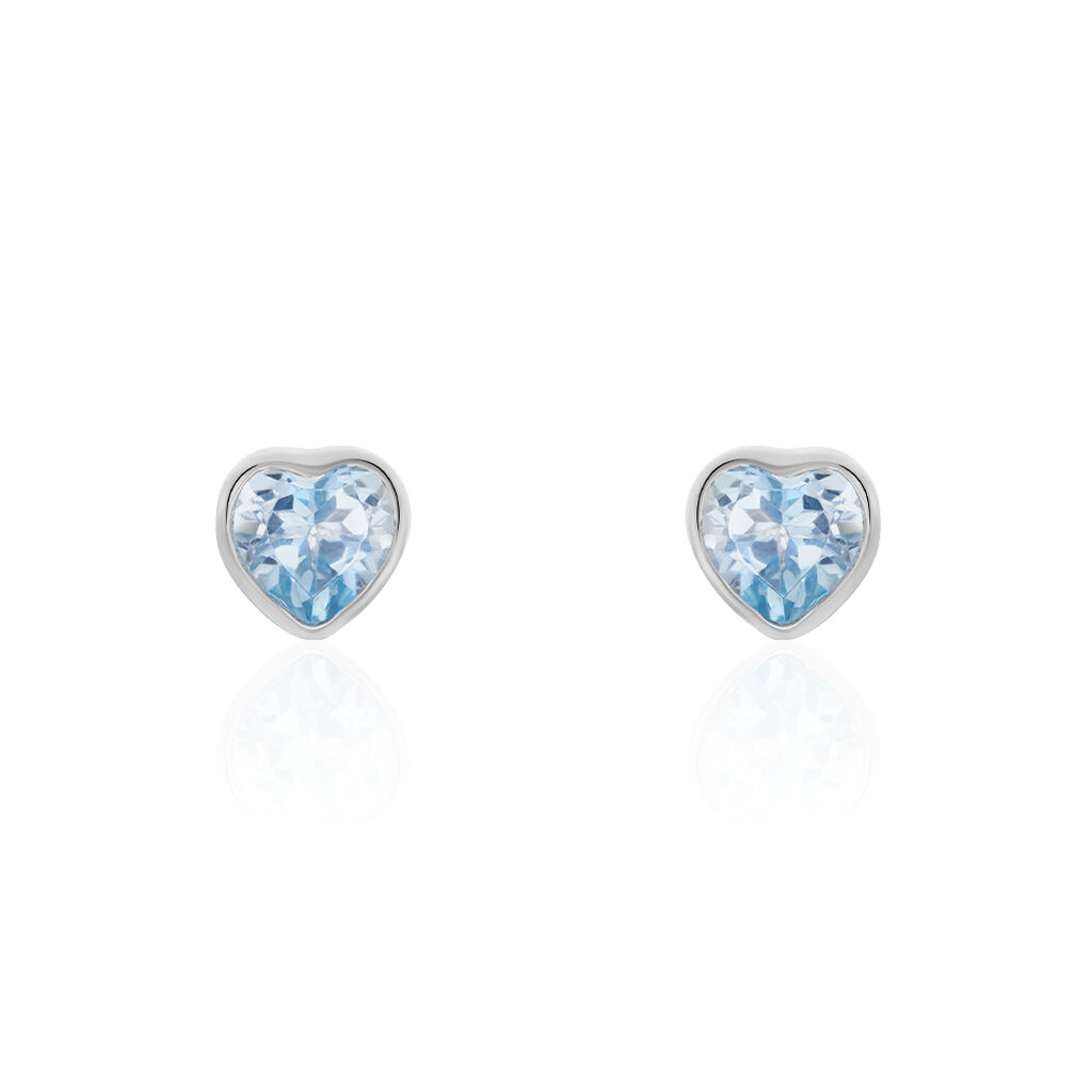 Boucles D'oreilles Puces Klodina Or Blanc Topaze