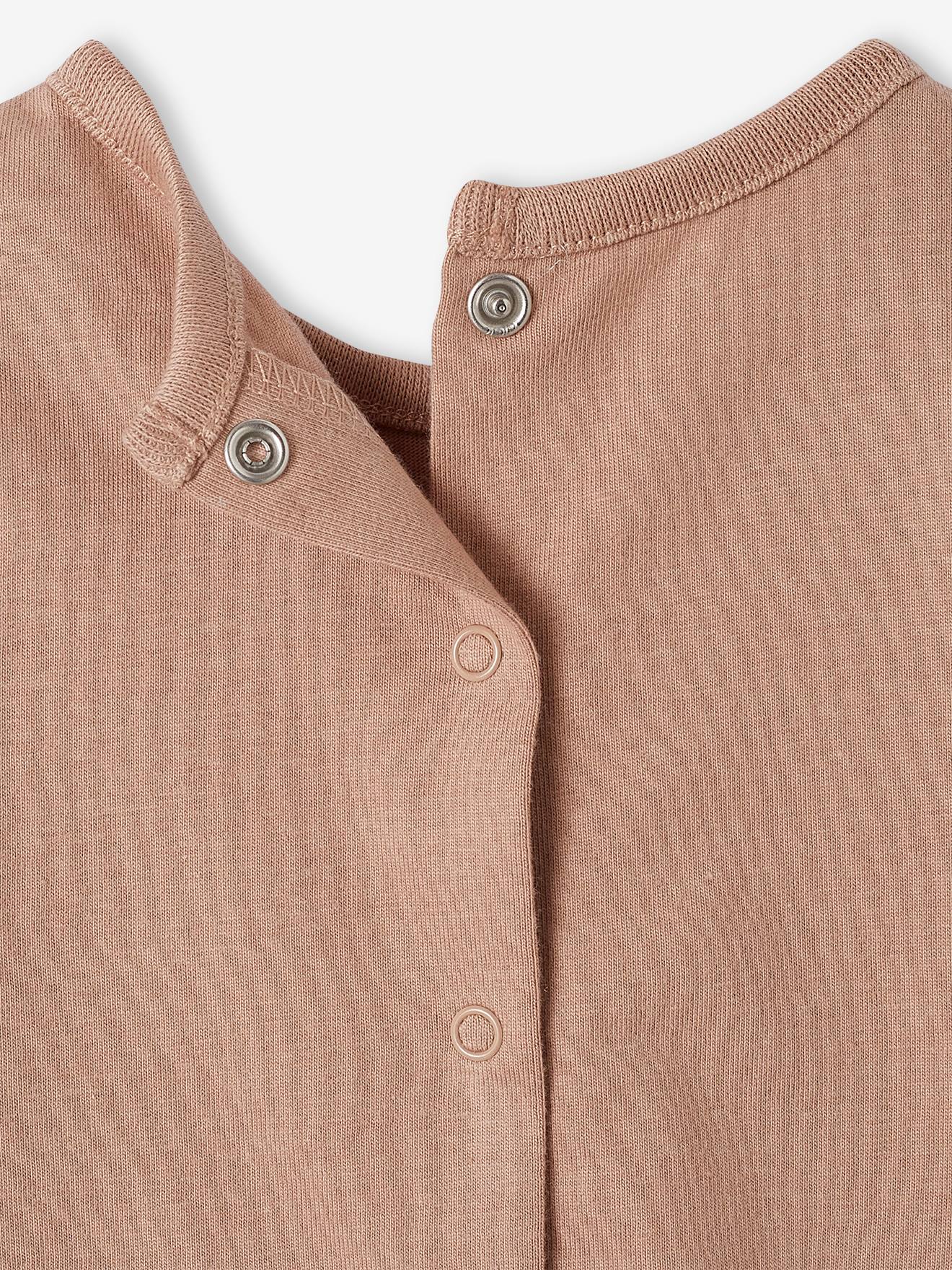 Camiseta bege de manga comprida com mensagem para bebê